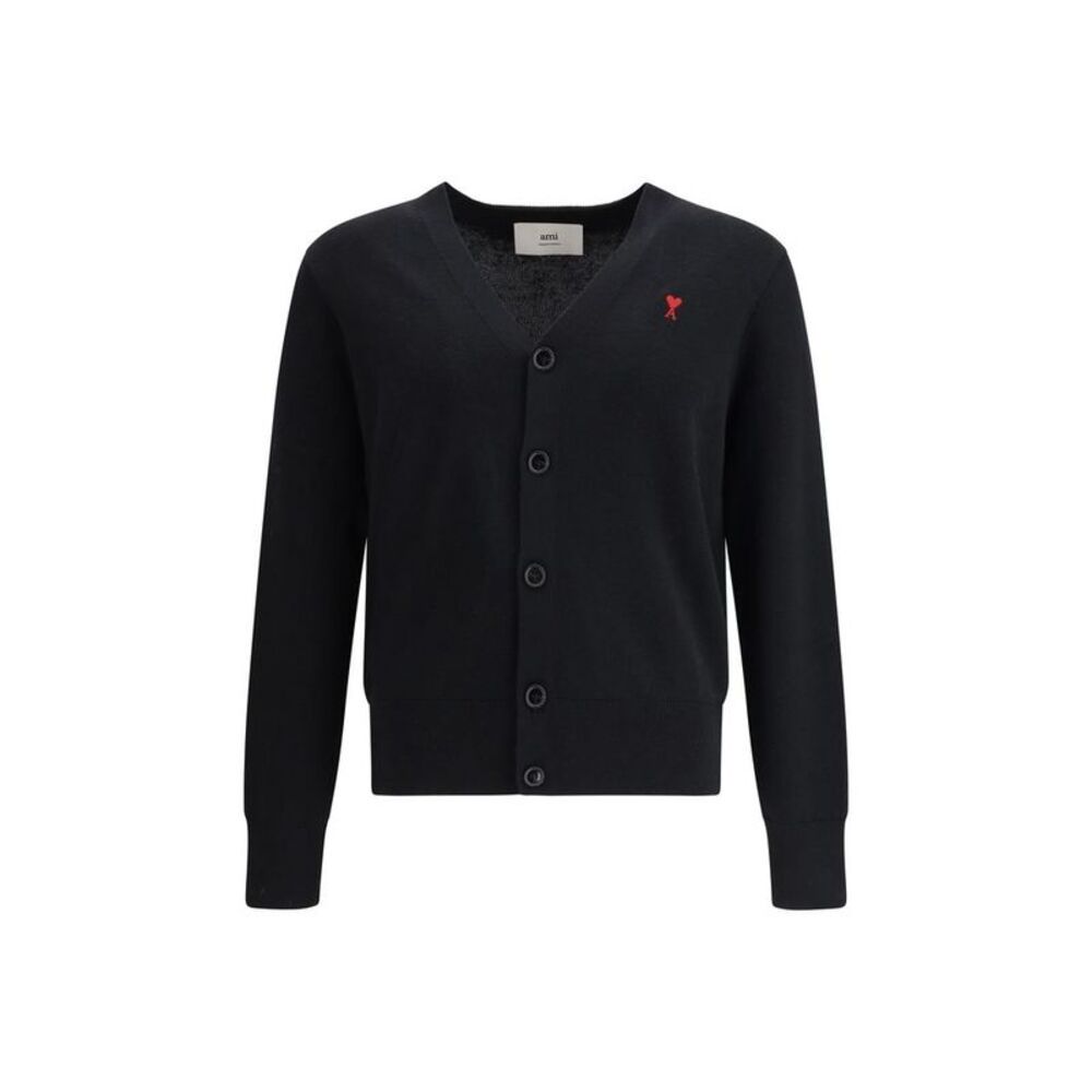 Ami Paris Black Wool Oves Aries Men's Cardigan